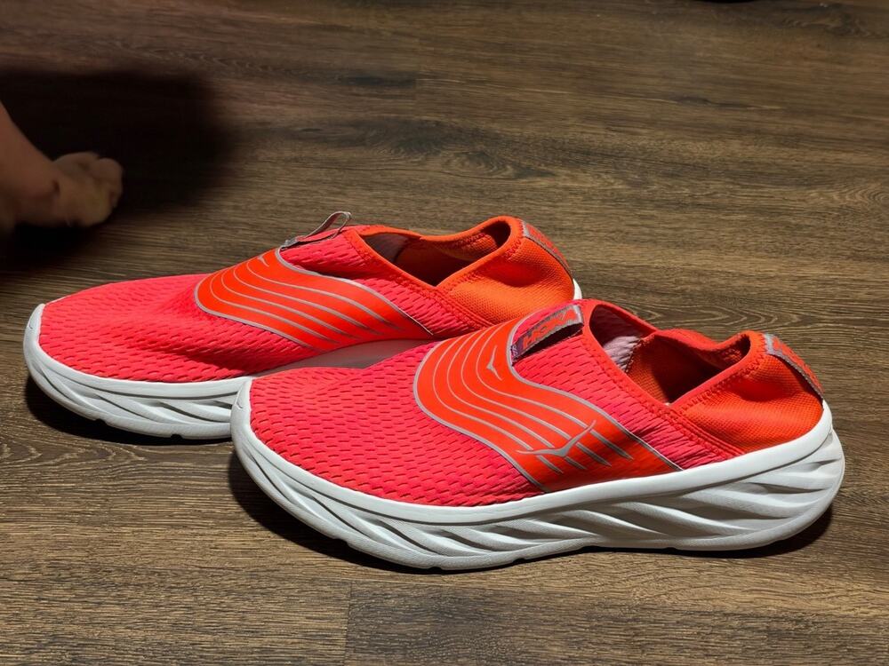 Hoka One Ora Recovery Shoe Mens Size 13 Orange Slip On Shoes